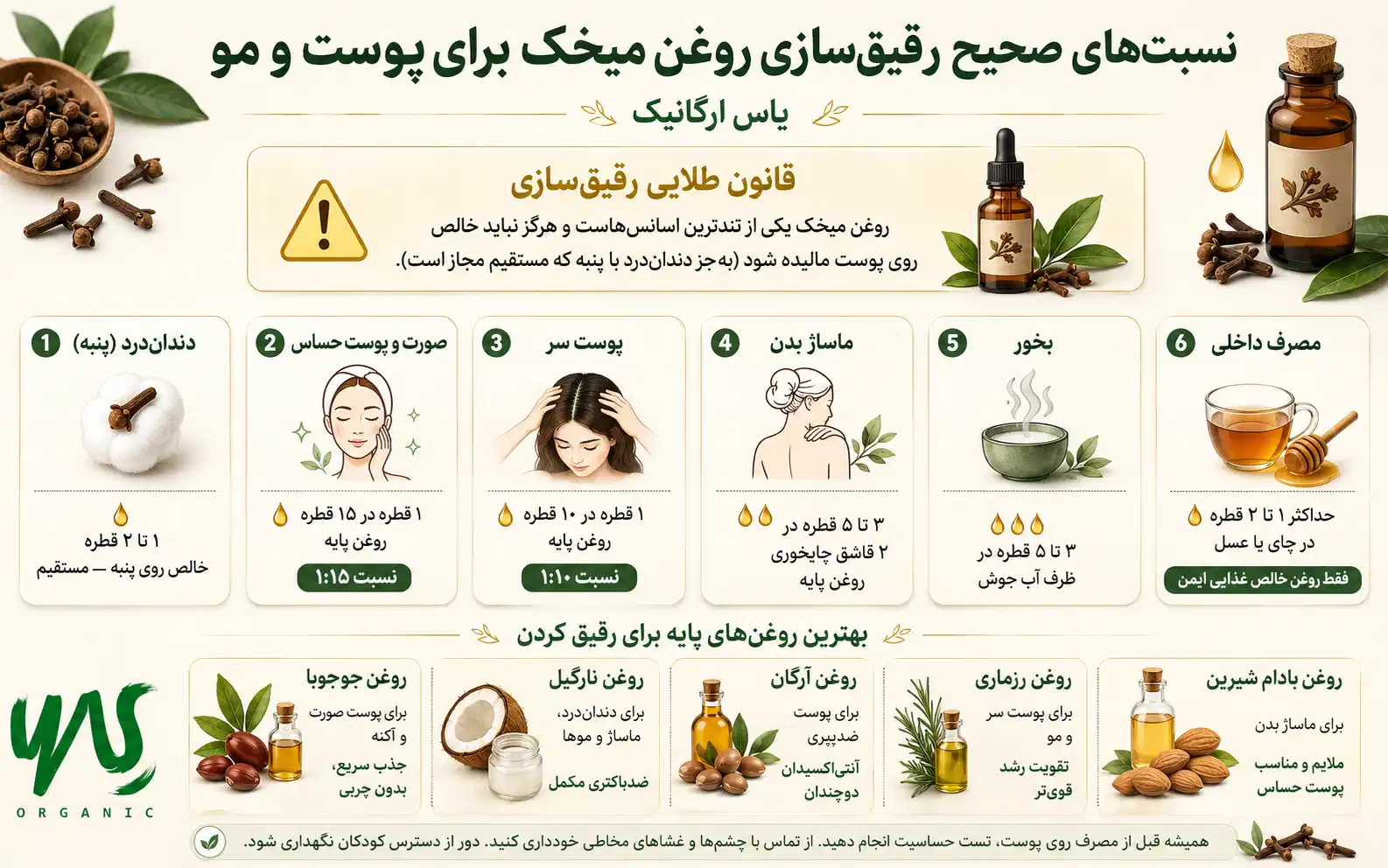 روغن میخک؛ مسکن طبیعی دنداندرد، خواص و روش استفاده | یاس ارگانیک